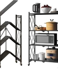 Étagère de rangement pliable à 4/5 niveaux, Multifonctionnel et sans installation avec 4 roues - Tenir 300kg