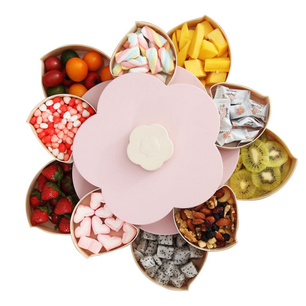 Boîte à bonbons rotative Multifonction en forme de fleur pour bonbons de noix, fruits séchés