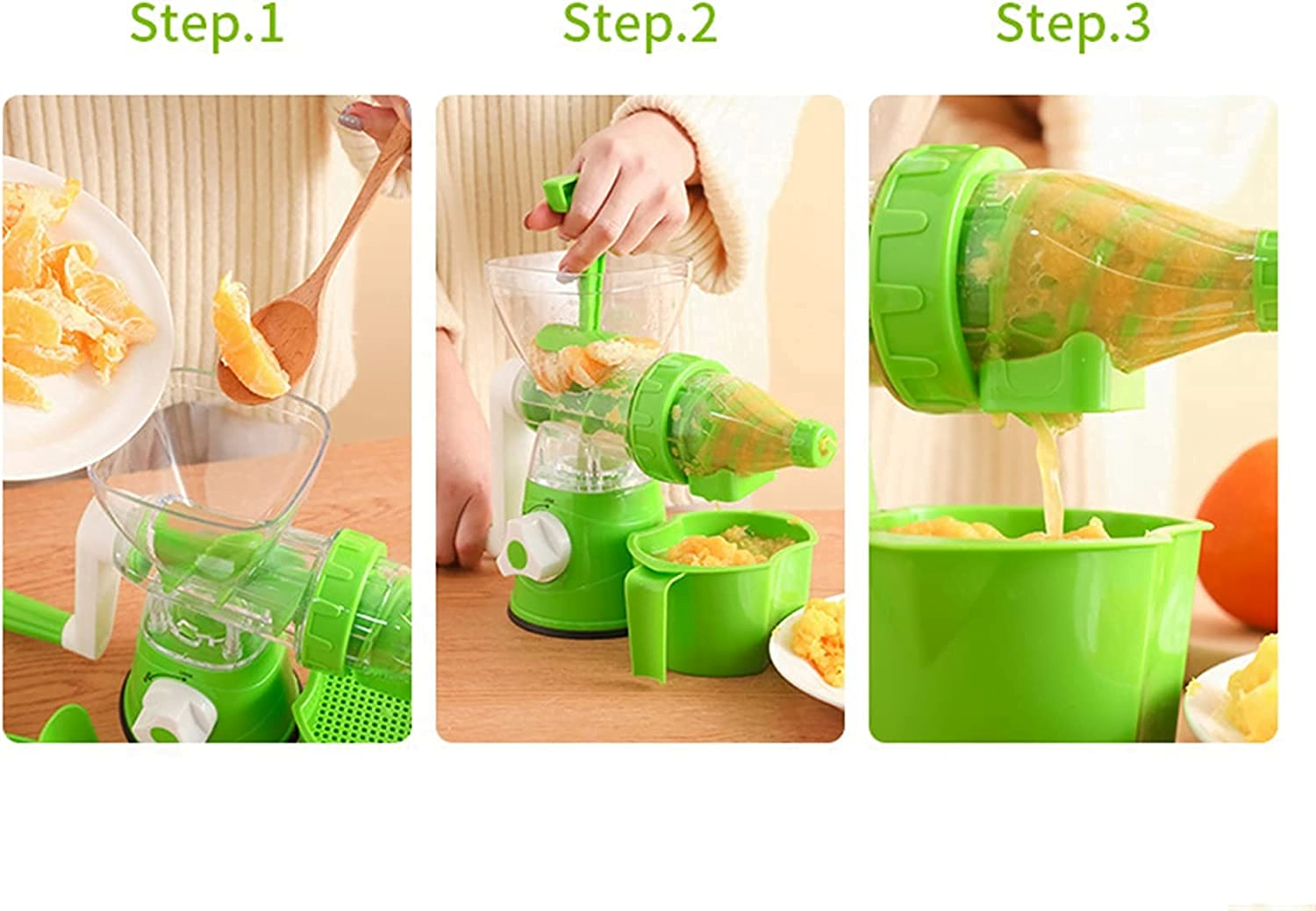 3 en 1 Presse-agrumes, petit robot de cuisine, presse-agrumes de citron à main, jus de fruits frais Portable