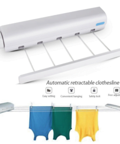 Corde sèche-linge rétractable 4 Fils de 3,2mètres, pour intérieur et extérieur