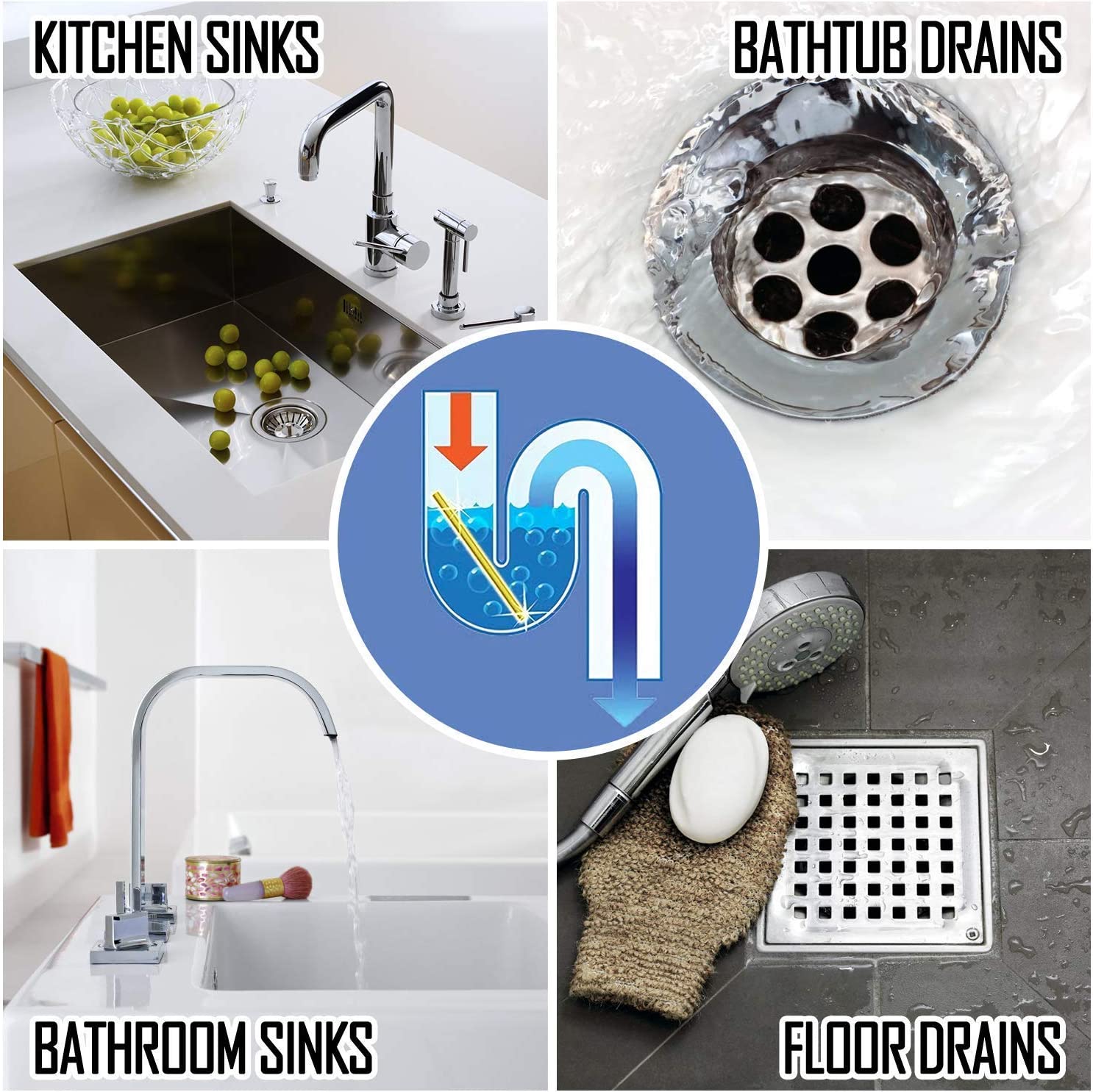 Sani Sticks Bâtons de nettoyage de canalisations pour évier, Multifonction