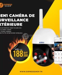 KERUI – 10en1 Caméra de Surveillance extérieure étanche PTZ IP WIFI FULL HD sans fil Rotation 360 détection de mouvement alerte