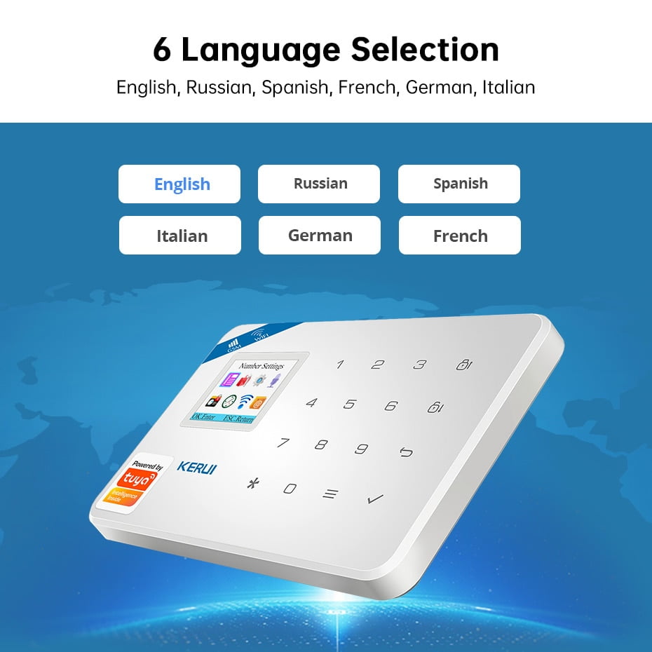 KERUI système d’alarme de sécurité Tuya Smart WIFI GSM, détecteur de mouvement et de fumée KERUI système d’alarme de sécurité Tuya Smart WIFI GSM, détecteur de mouvement et de fumée