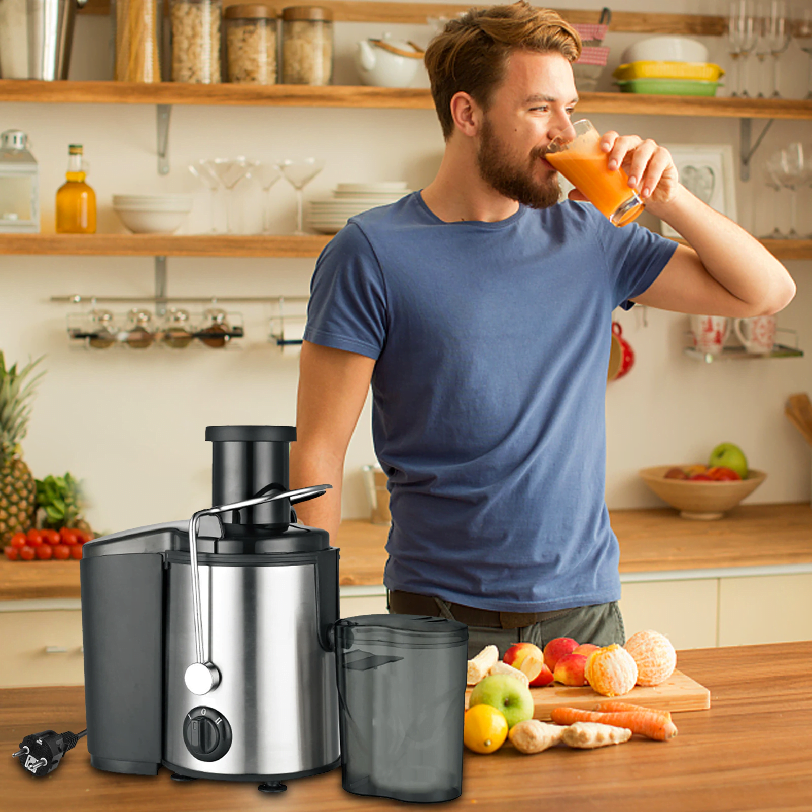 Presse-agrumes centrifuge extra large à 2 vitesses pour fruits et légumes, facile à nettoyer