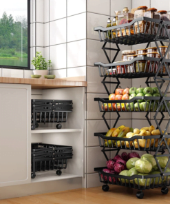 Étagère de rangement pliable multifonction en acier inoxydable à niveaux avec roulettes. Tenir 100kg