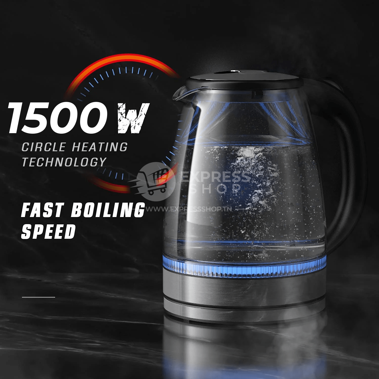 Bouilloire électrique 1500W 2L arrêt automatique Protection contre l'ébouillante avec filtre INOX