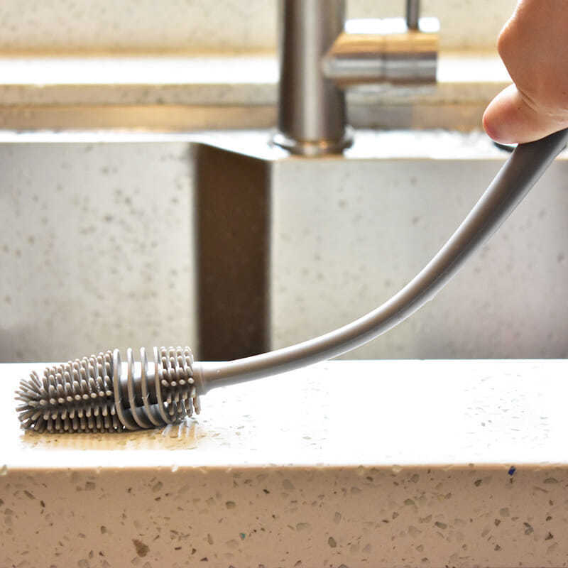 Brosse de nettoyage de tasse en Silicone, nettoyeur de verre, outil de nettoyage de cuisine, manche Long, bouteille de verre de vin, brosse de nettoyage de tasse en verre