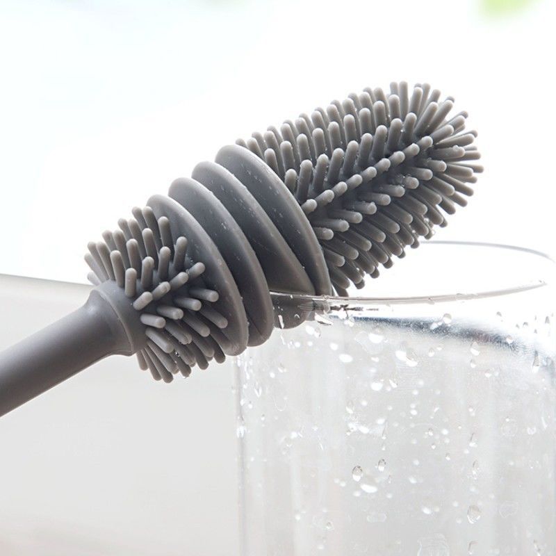 Brosse de nettoyage de tasse en Silicone, nettoyeur de verre, outil de nettoyage de cuisine, manche Long, bouteille de verre de vin, brosse de nettoyage de tasse en verre