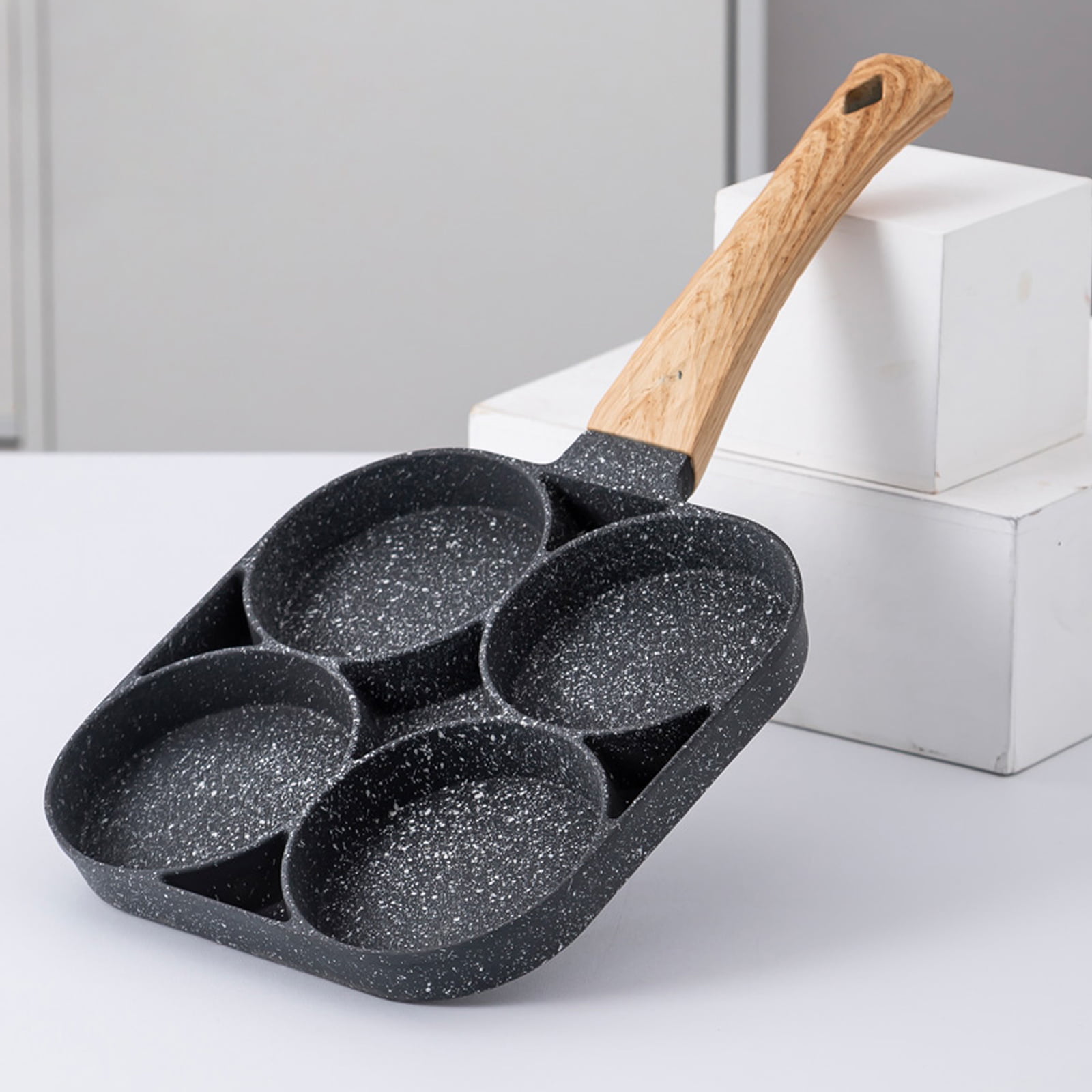 Poêle à Frire Anti-adhésive d’Omelette et de Pancake, Poêles d’Œufs, Petit-déjeuner, Ustensile de Cuisine, 4 Trous