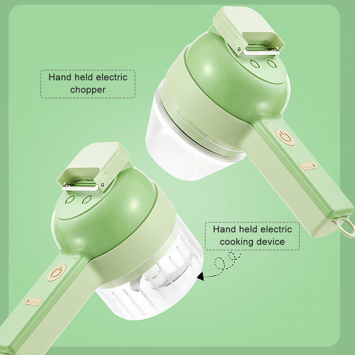 Ensemble de coupe-légumes électrique portable 4 en 1 sans fil avec brosse pour ail, poivre, piment, oignon, céleri, gingembre, viande, légumes et découpe-légumes