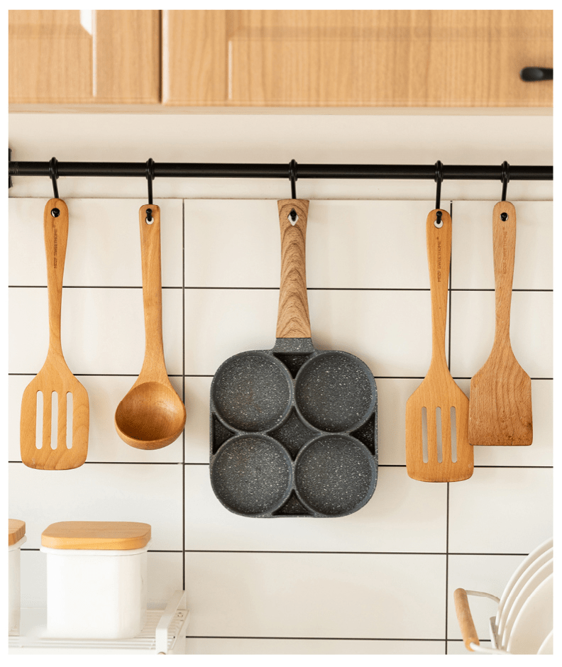 Poêle à Frire Anti-adhésive d’Omelette et de Pancake, Poêles d’Œufs, Petit-déjeuner, Ustensile de Cuisine, 4 Trous