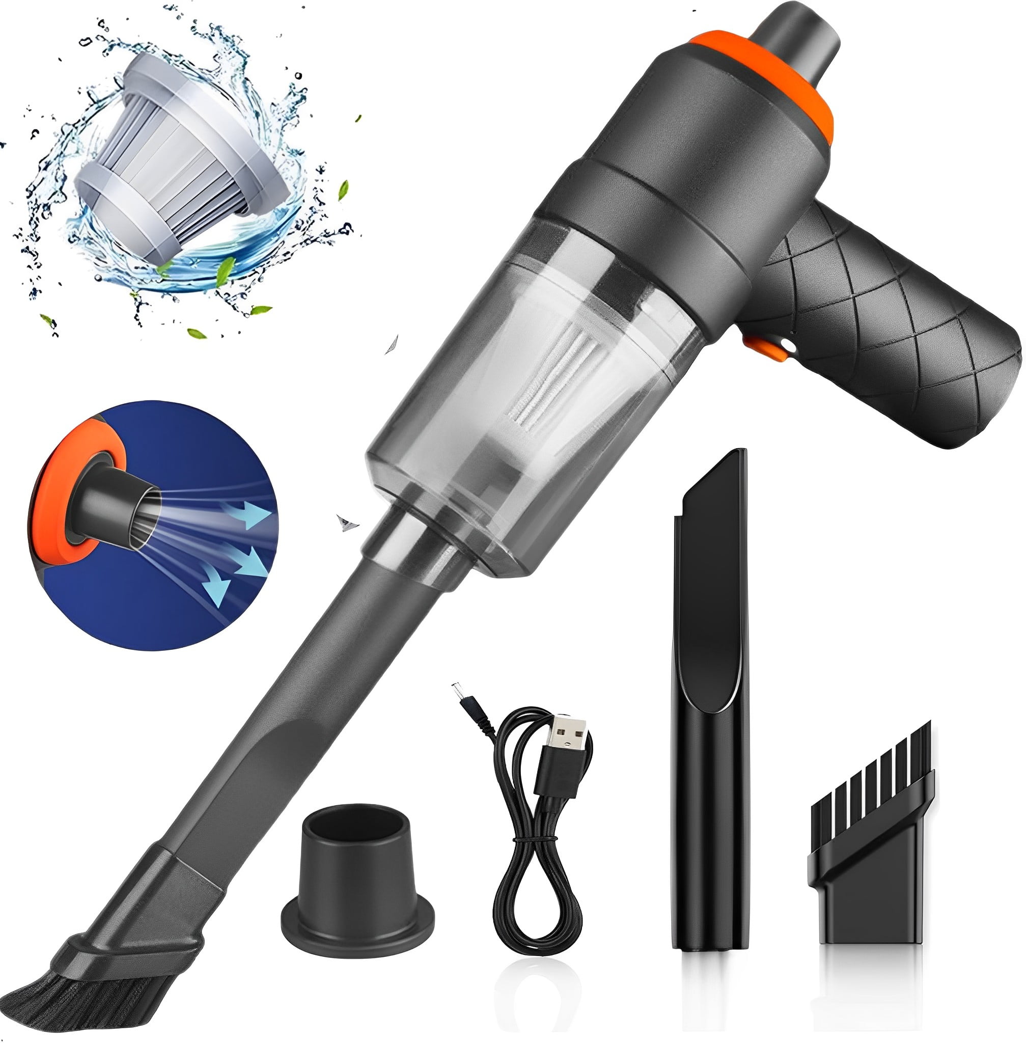 Aspirateur à main sans fil rechargeable par USB et souffleur d'air 3 en 1 sec et humide pour voiture ,maison