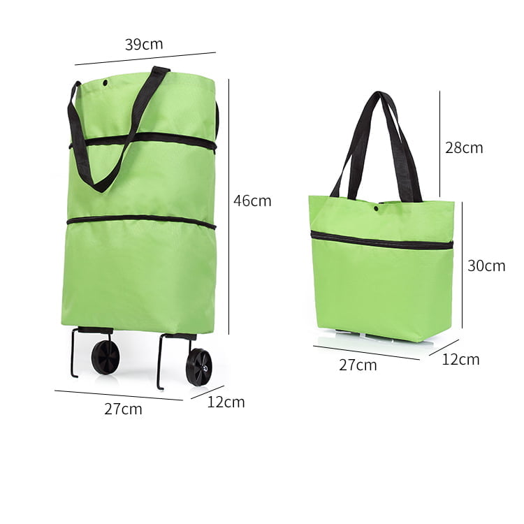 Panier de courses pliable 2 en 1 en tissu Oxford avec roulettes, sac de courses multifonctionnel de grande capacité