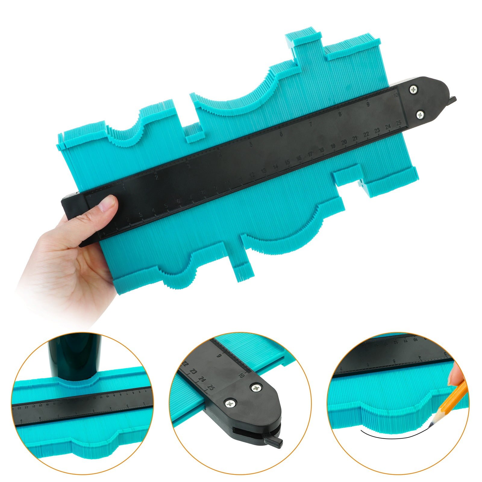 Jauge de mesure de Contour en plastique, outil de mesure, duplicateur de forme de bord, gabarit de mesure de Contour, 12/25cm