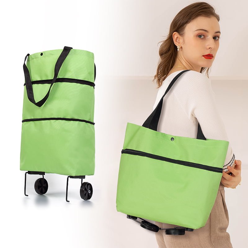 Panier de courses pliable 2 en 1 en tissu Oxford avec roulettes, sac de courses multifonctionnel de grande capacité