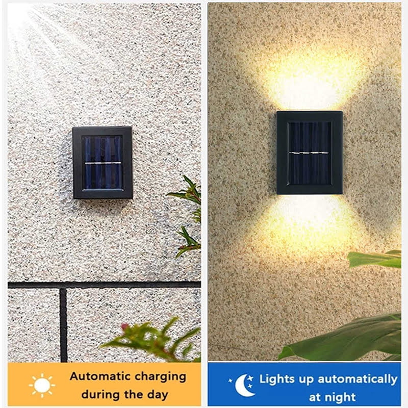 Applique murale LED solaire intelligente et imperméable pour éclairage d’extérieur en haut et en bas
