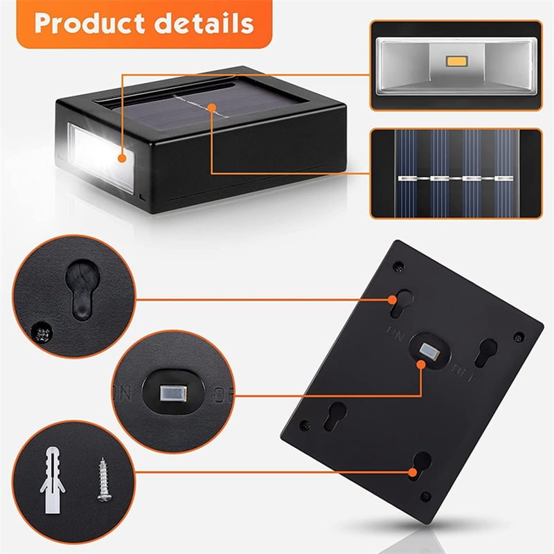Applique murale LED solaire intelligente, imperméable en haut et en bas pour éclairage d’extérieur