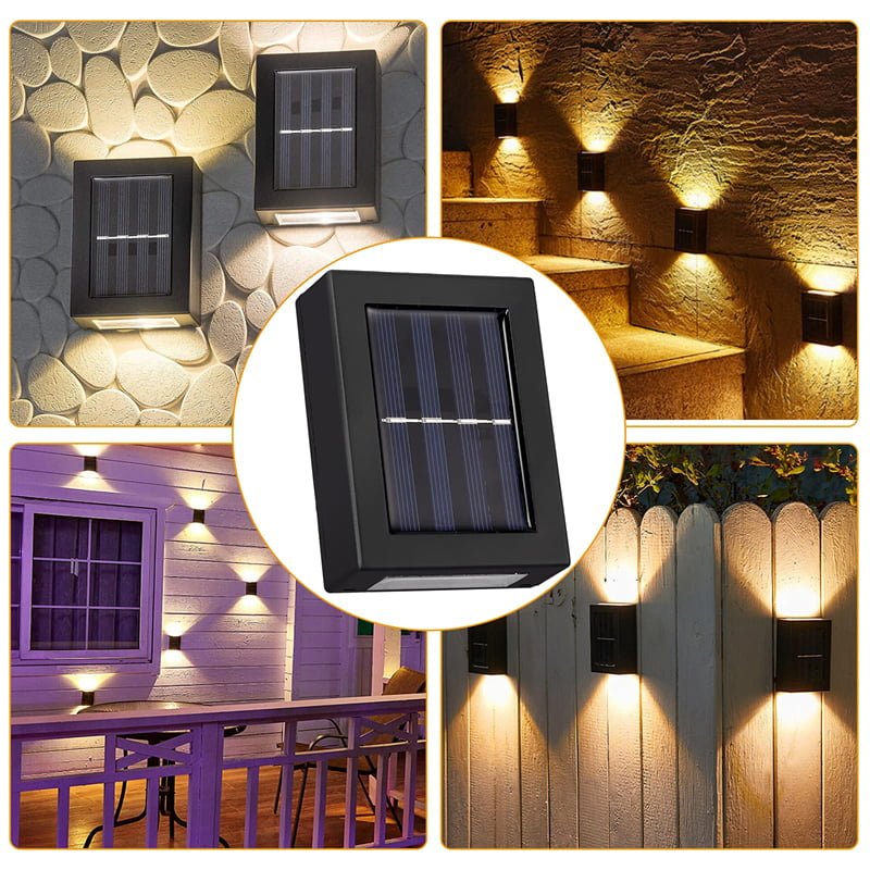 Applique murale LED solaire intelligente, imperméable en haut et en bas pour éclairage d’extérieur