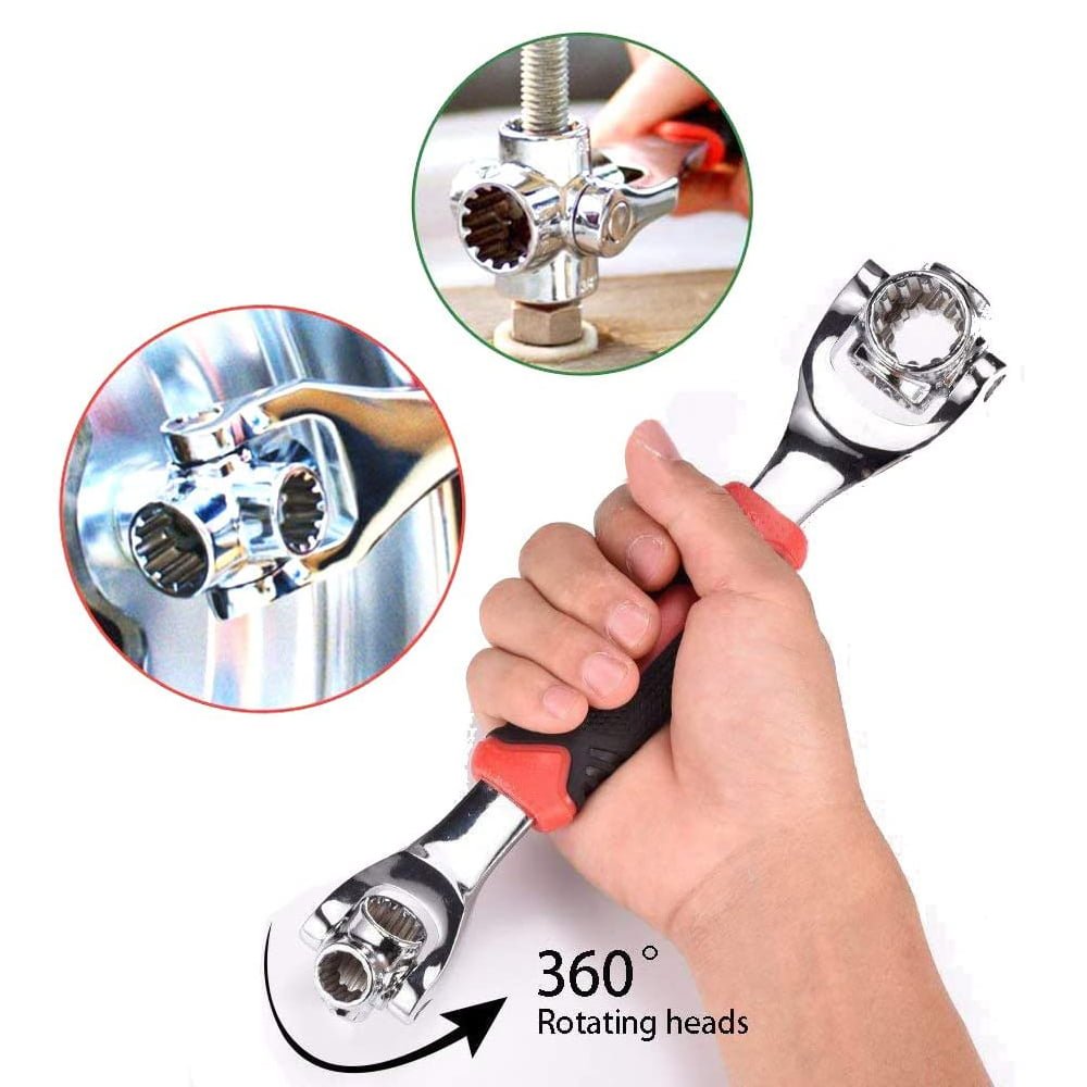 Clé à douille universelle pour réparation de voiture et maison 48 en 1 avec tête rotative à 360 degrés