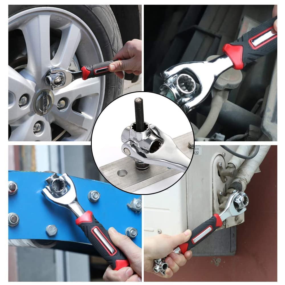Clé à douille universelle pour réparation de voiture et maison 48 en 1 avec tête rotative à 360 degrés