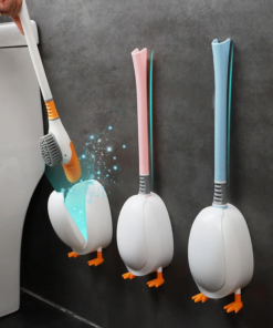 Brosse de toilette en silicone en forme de canard avec support pour salle de bain et toilettes