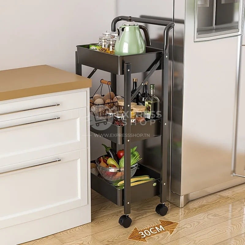 Étagère de cuisine pliable, Installation gratuite, multicouche amovible, produits pour bébé, cosmétiques, chariot