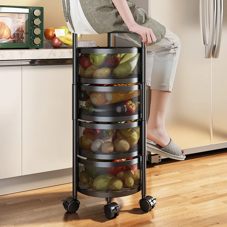 Étagère à légumes rotative à 4/5 niveaux en acier inoxydable respirant pour cuisine et salle de bain - étagère ronde 4 niveaux
