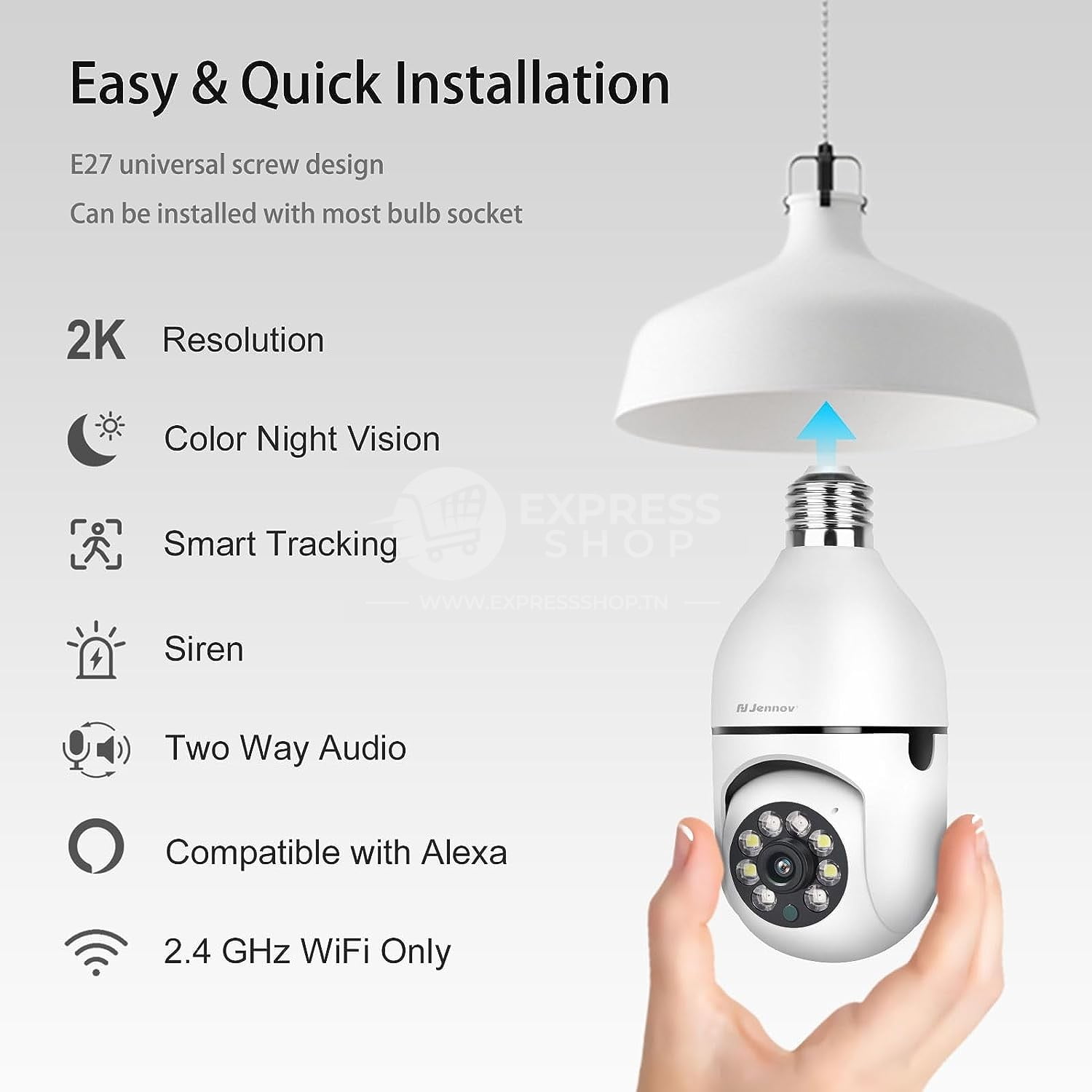 GUARDCAM Caméra de sécurité WiFi sans fil HD panoramique 360 degrés détection de mouvement à distance