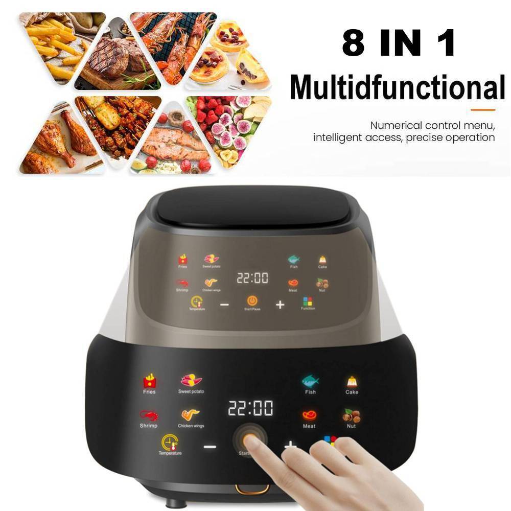 8en1 Air Fryer Digitale intelligente, grande capacité 8L, 2400 W (German Quality)