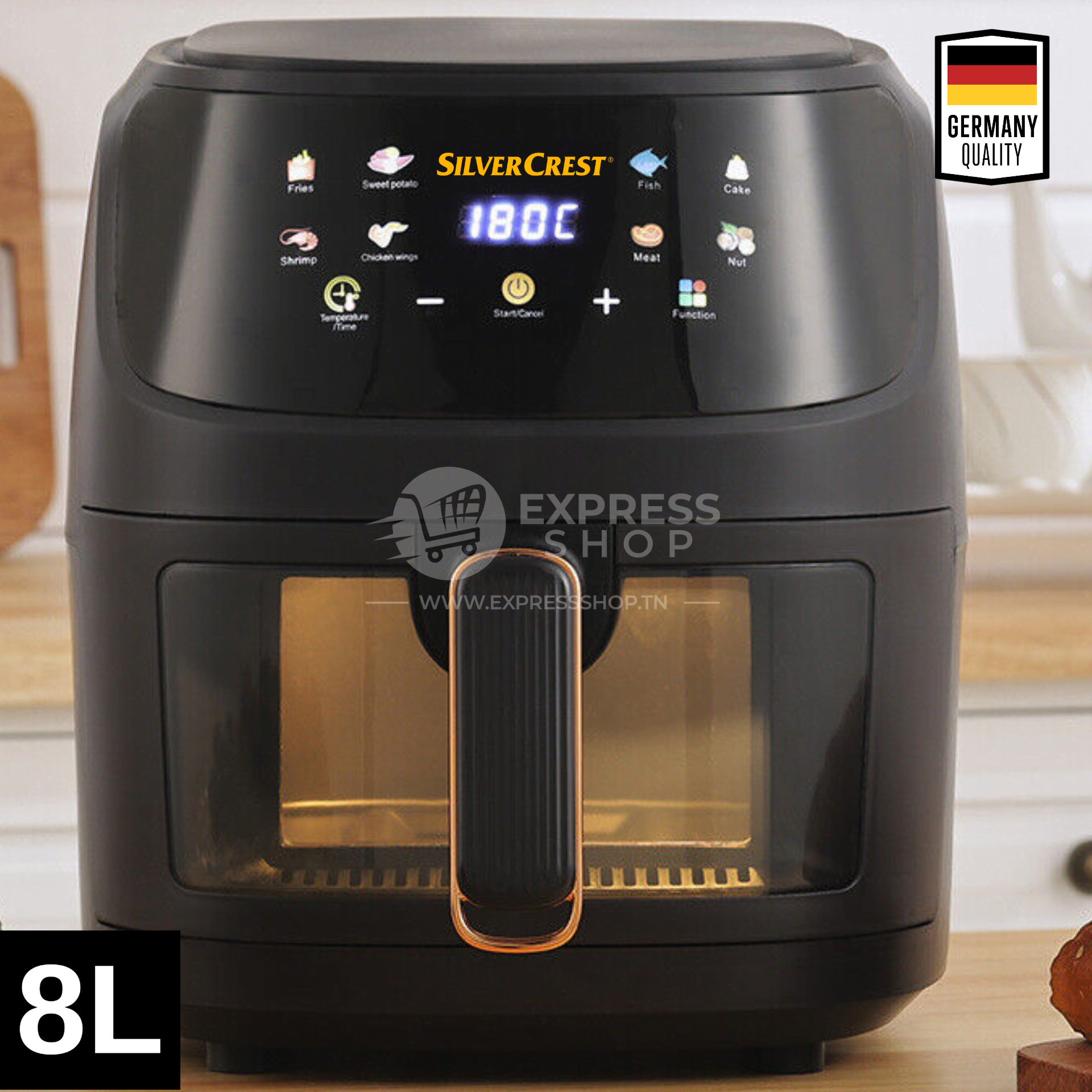 8en1 Air Fryer SILVERCREST Digitale intelligente, grande capacité 8L, 2400 W (German Quality)
