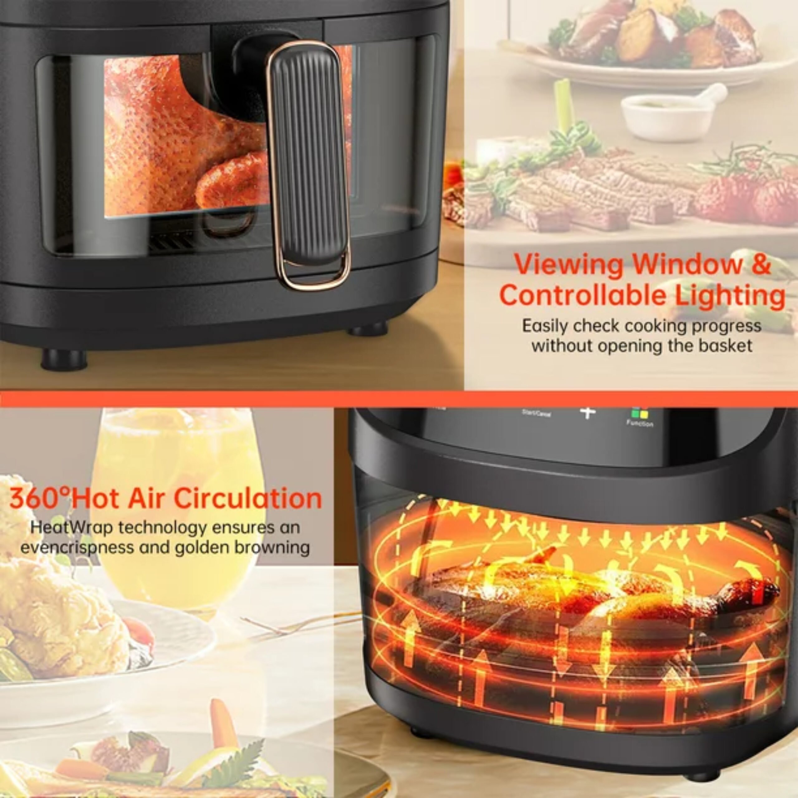 8en1 Air Fryer Digitale intelligente, grande capacité 8L, 2400 W (German Quality)