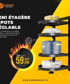 4en1 Étagère à pots en acier inoxydable multi-niveaux et réglable pour ustensiles de cuisine