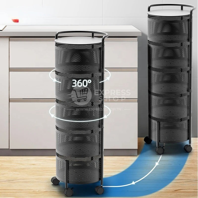 Étagère à légumes rotative à 4/5 niveaux en acier inoxydable respirant pour cuisine et salle de bain