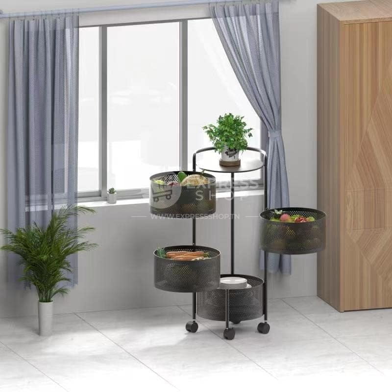 Étagère à légumes rotative à 4/5 niveaux en acier inoxydable respirant pour cuisine et salle de bain