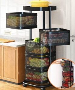 4en1 Étagère De Rangement Rotative De Cuisine À 4 Niveaux Tour Pivotante De Stockage De Fruits Et Légumes