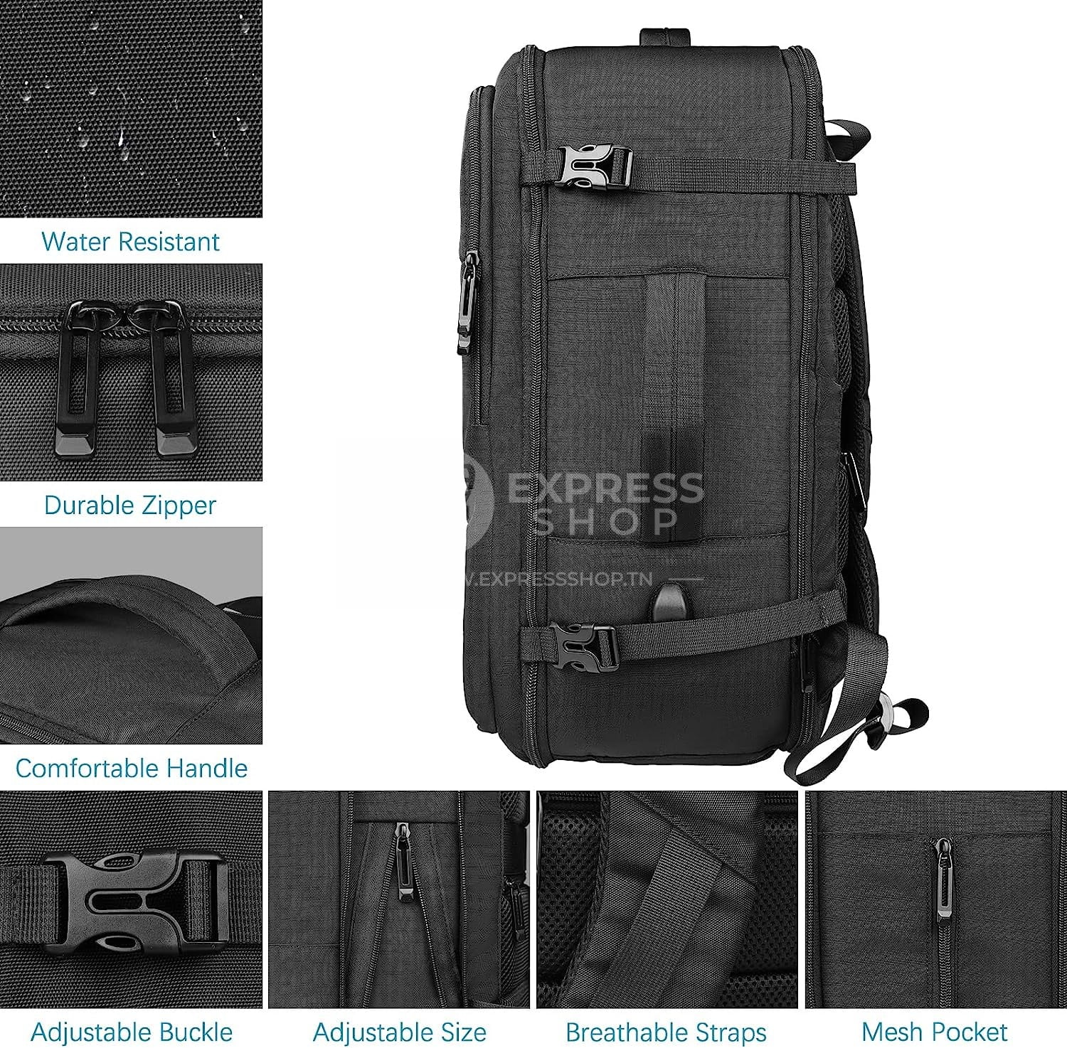 Venture - 4en1 Sac à dos d'affaires 45L extensible d'ordinateur étanches unisexe chargement USB 17 pouces