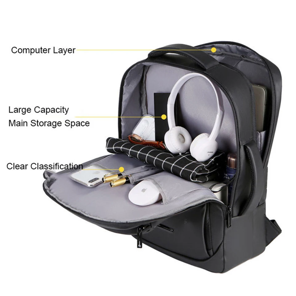 Sac à dos de chargement USB pour ordinateur portable pour homme étanche d’affaires, sac de voyage extérieur, 15.6 pouces Sac à dos de chargement USB pour ordinateur portable pour homme étanche d’affaires, sac de voyage extérieur, 15.6 pouces