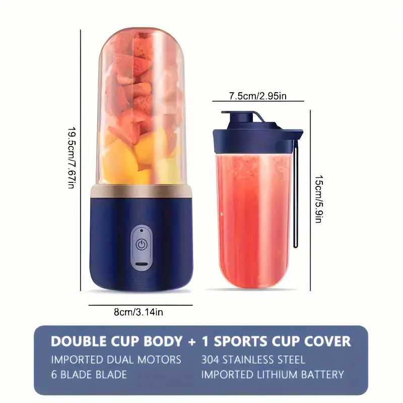 2en1 Blender Portable avec 2 Coupes